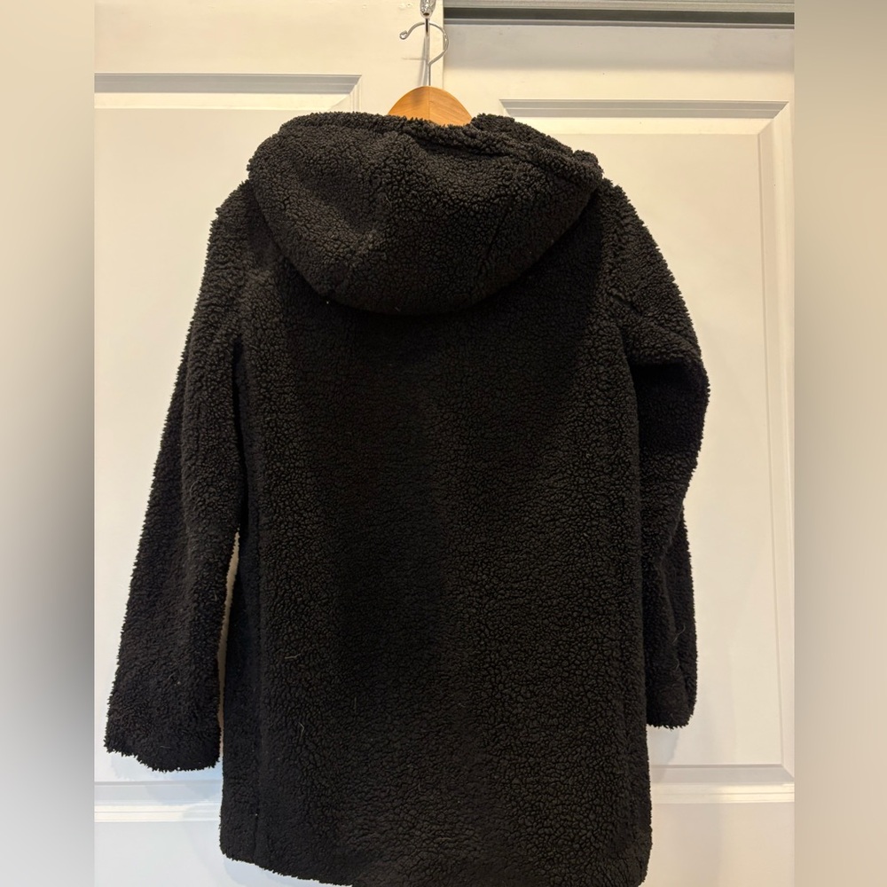 GAP Black Sherpa Zip-Up Hooded Jacket Size S - Picture 2 of 6